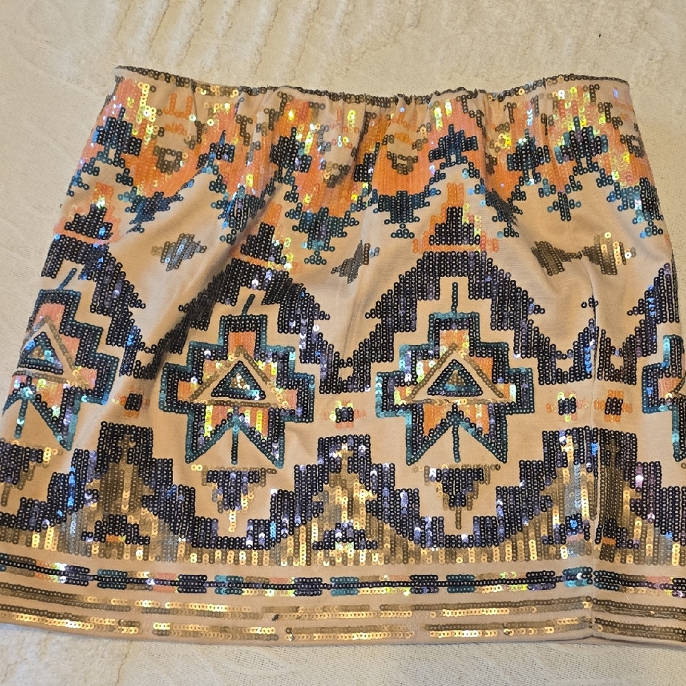 Sequin Embellished Geometric Skirt